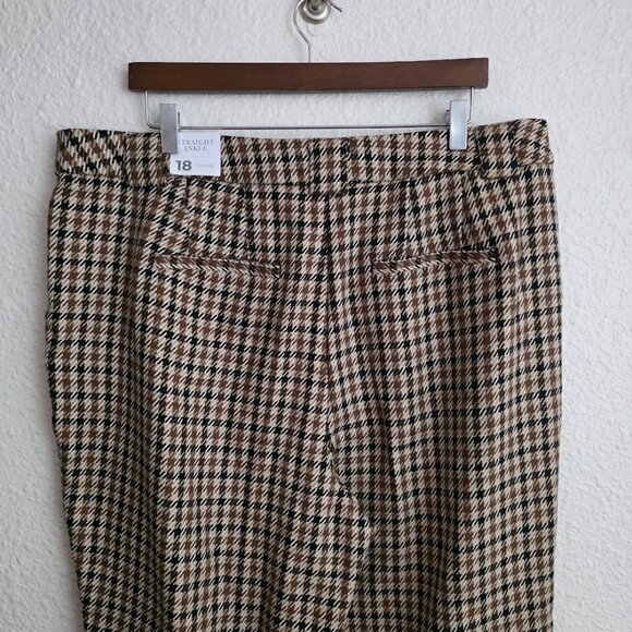 Lane Bryant Modern Straight Ankle Pants in Brown Plaid Women's Size 18 NWT - Picture 5 of 7